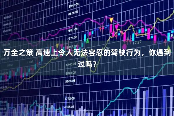 万全之策 高速上令人无法容忍的驾驶行为，你遇到过吗？