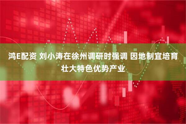 鸿E配资 刘小涛在徐州调研时强调 因地制宜培育壮大特色优势产业